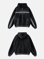 STRIPEEZ - Oversized Embroidered Zip Up Hoodie