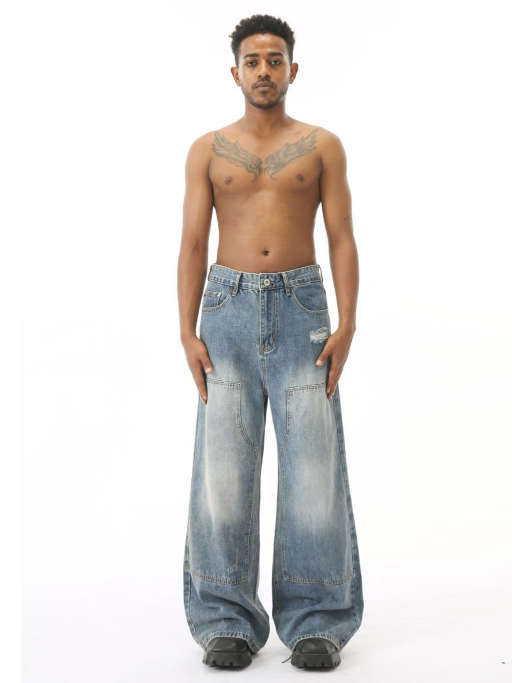 MAGNATES - Baggy Patchwork Basic Jeans