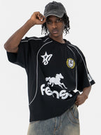 FENSS - Oversized Print Jersey T-Shirt